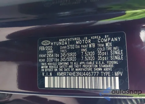 2022 Hyundai Palisade Calligraphy from USA, damaged, VIN KM8R74HE3NU446777